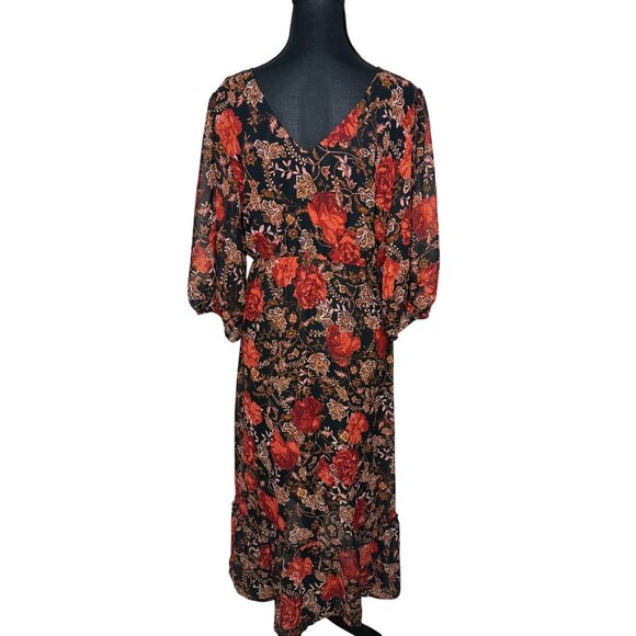 Maurices Y2K Dark Floral Romantic Fairy Whimsygoth Babydoll sheer dress Size S - Picture 5 of 12